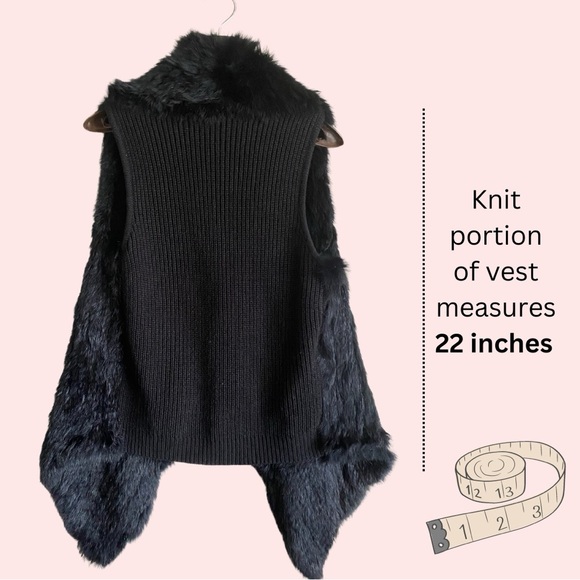 CATHERINE MALANDRINO sz.S draped rabbit fur black high-low vest like new - Picture 7 of 11